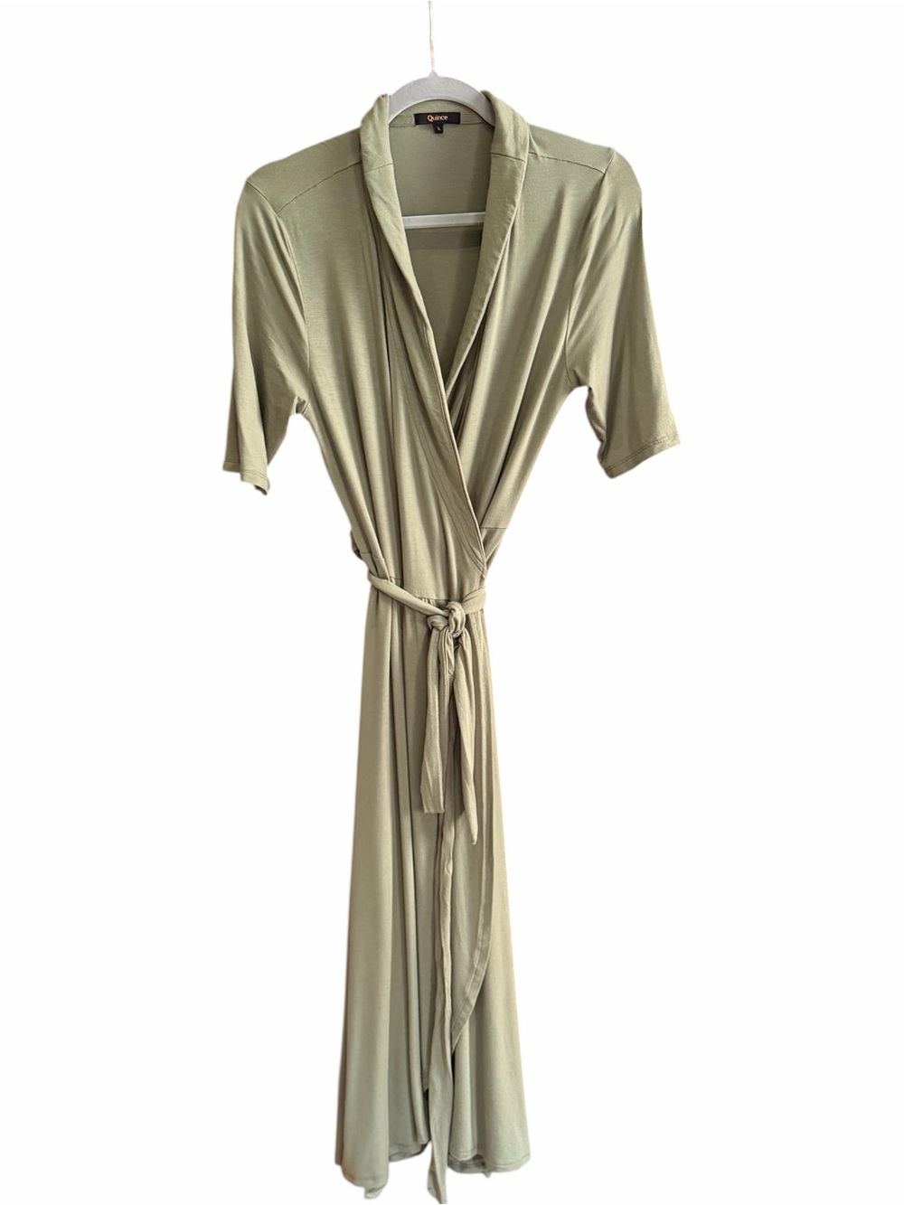 QUINCE Tencel Jersey Midi Wrap Dress Sage Green L - Picture 4 of 10
